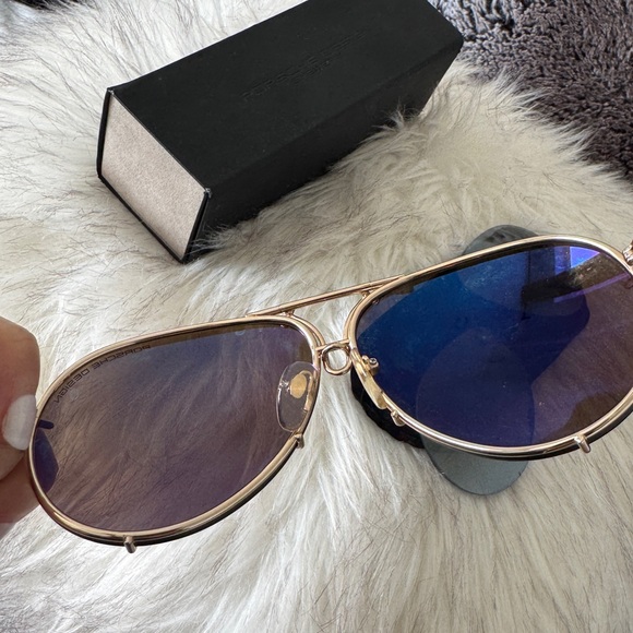 Authentic Porsche Design Aviator Sunglasses with Case. P8478 Sz 69 - Picture 6 of 14